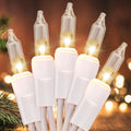 Meteds Christmas Lights 100 Count Clear White Wire UL Certified Connectable Warm White String Lights for Christmas Tree,Garland,Home,Patio, Wedding,Party,Festival Decor