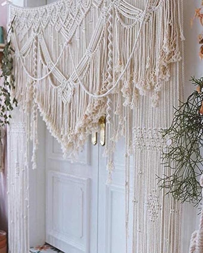 S.N.HANDICRAFTS Macrame Large Curtain Bohemian Boho Decoration Backdrop Wedding Wall Hanging (85X85) Natural