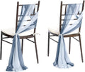 Ling's moment Wedding Chair Sashes Cover Aisle Decorations Draping Fabric Wrinkle-Free with Tie 16pcs Dusty Blue Ice Blue for Party Ceremony Reception Floral Arrangement Banquet Outdoor Decor