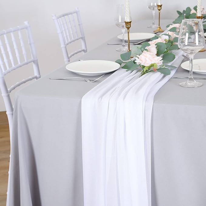 Wedding Arch Draping Fabric White Arch Drapes Sheer Backdrop Curtain for Ceremony Wedding Arches Decor 2 Panel 19Ft Length x 28" Width