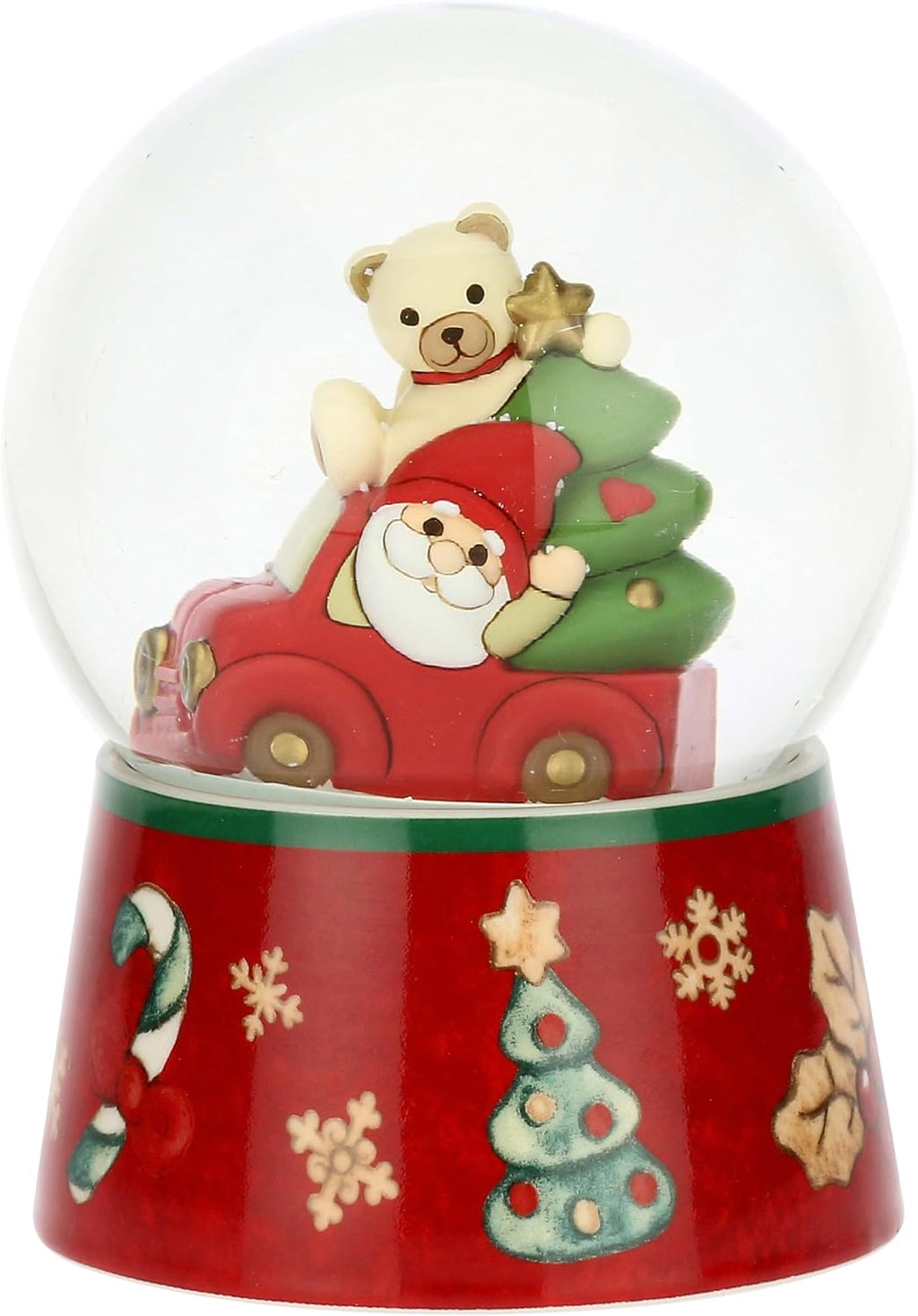 THUN, Boule De Neige Gnome Oliver E Teddy Made Glass and Ceramic, Large Version, Christmas Collection, Collectible Furniture, Gift Idea for Christmas, Diameter 10 cm, H 14 cm