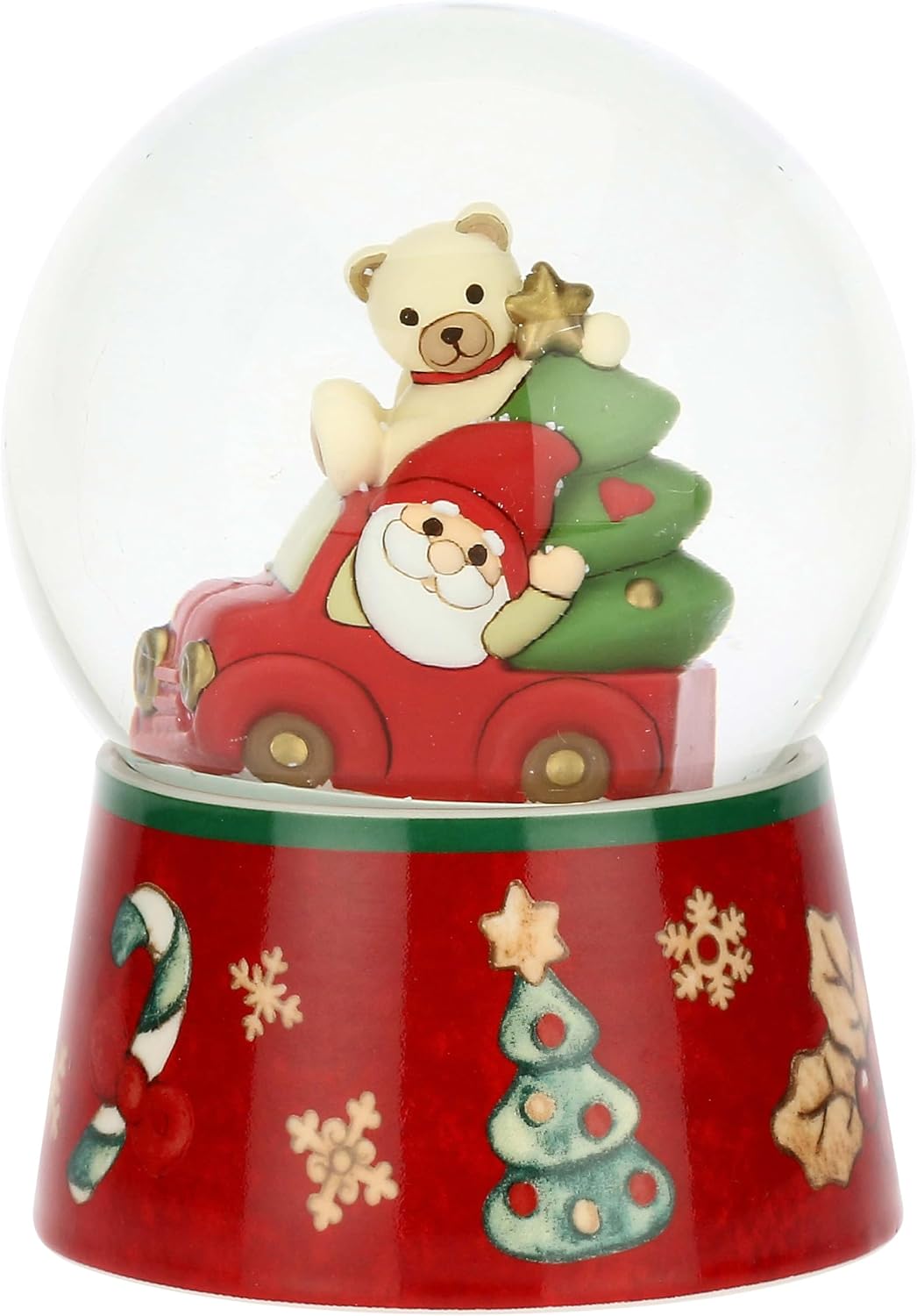 THUN, Boule De Neige Gnome Oliver E Teddy Made Glass and Ceramic, Large Version, Christmas Collection, Collectible Furniture, Gift Idea for Christmas, Diameter 10 cm, H 14 cm