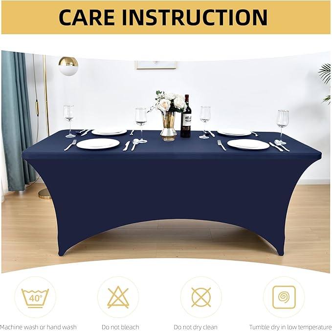 2-Pack 4ft Spandex Table Covers for Rectangular Folding Tables - Wrinkle Resistant Stretch Tight Table Cloths - Ultimate Fitted Table Protector for Parties, Banquet, and Wedding
