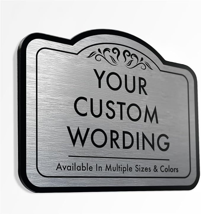 Custom Decorative Outdoor Waterproof Metal Signs, Personalized Aluminum Design 1 Metallic Silver 12x8 In