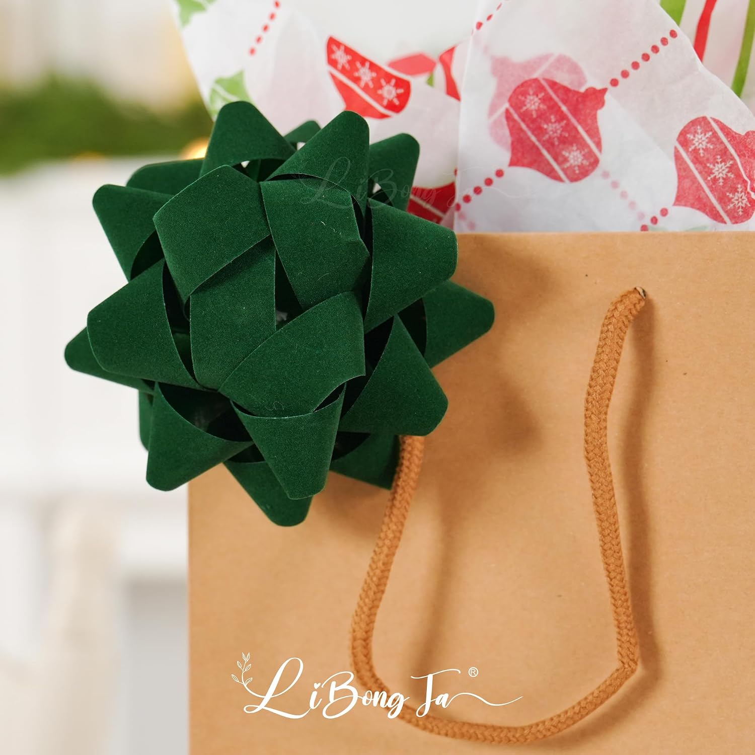 4.5 Inch Green Velvet Ribbon Gift Bow Decorative Bows, Premade Christmas Bows for Gift Wrapping Self Adhesive, Wrapping Bows for Presents, Party Favor, Holiday, Wedding, Birthday-12 Counts