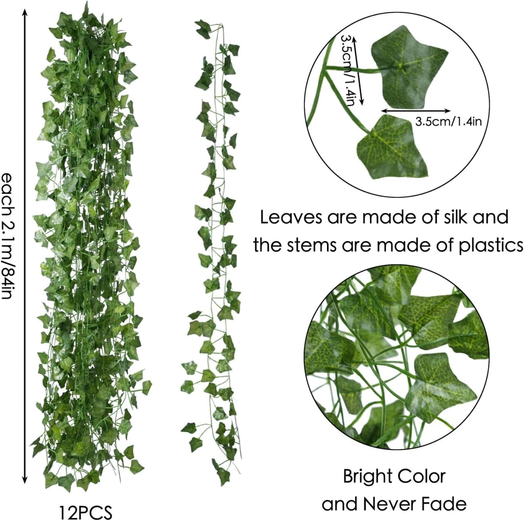 Freyalife Fake Vines for Room Decor(12 Pack 84 Feet) Aesthetic Artificial Plant Ivy Leaves Hanging Greenery Garlands for Home Bedroom Wall Wedding Christmas Party Office Patio Outdoor Garden Décor