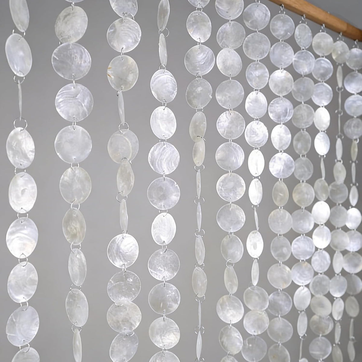 genuine capiz shell beaded curtain, white pearlescent 12, main product view