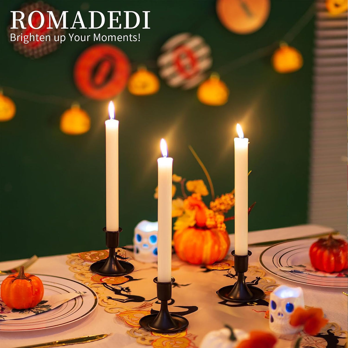 Black Candlestick Candle Holders for Taper ：12 PCS Romadedi Candle Stick Hold...