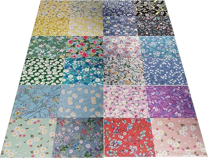 8" x 8" 25 PCS 100% Cotton Fabric Bundles for Quilting Sewing DIY & Quilt Beginners, Quilting Fabric Squares