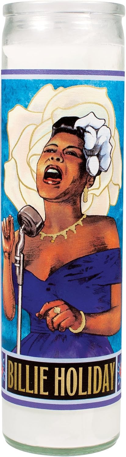Billie Holiday Secular Saint Candle - 8.5 Inch Tall Glass Prayer Votive - Made in The USA