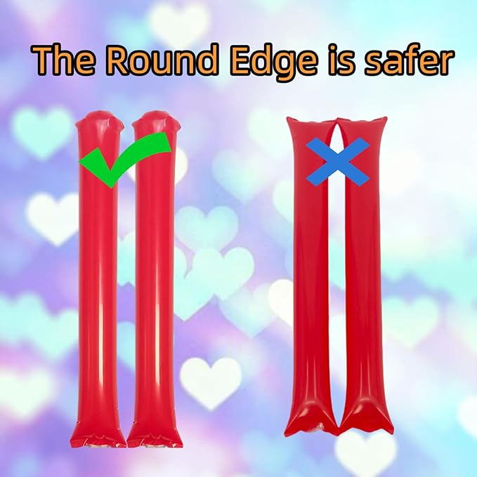 48pcs Round Head Boom Sticks Thunder Sticks Cheering Sticks Team Spirit Plastic Cheerleading Spirit Stick Clapper Inflatable Noise Maker Sports Supply (Red)