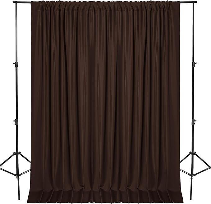 DWCN 10x10 FT Backdrop Curtains for Parties, Photography Backdrop Drapes with Rod Pockets for Wedding Decorations Stage Birthday Family Gatherings, 2 Panels 5ft x 10ft, Brown