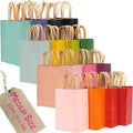 qiqee 100Pcs Medium Size Paper Gift Bags with Handles - 11"x8.3"x4.3" Kraft Small Party Bags - 16 Solid Colors