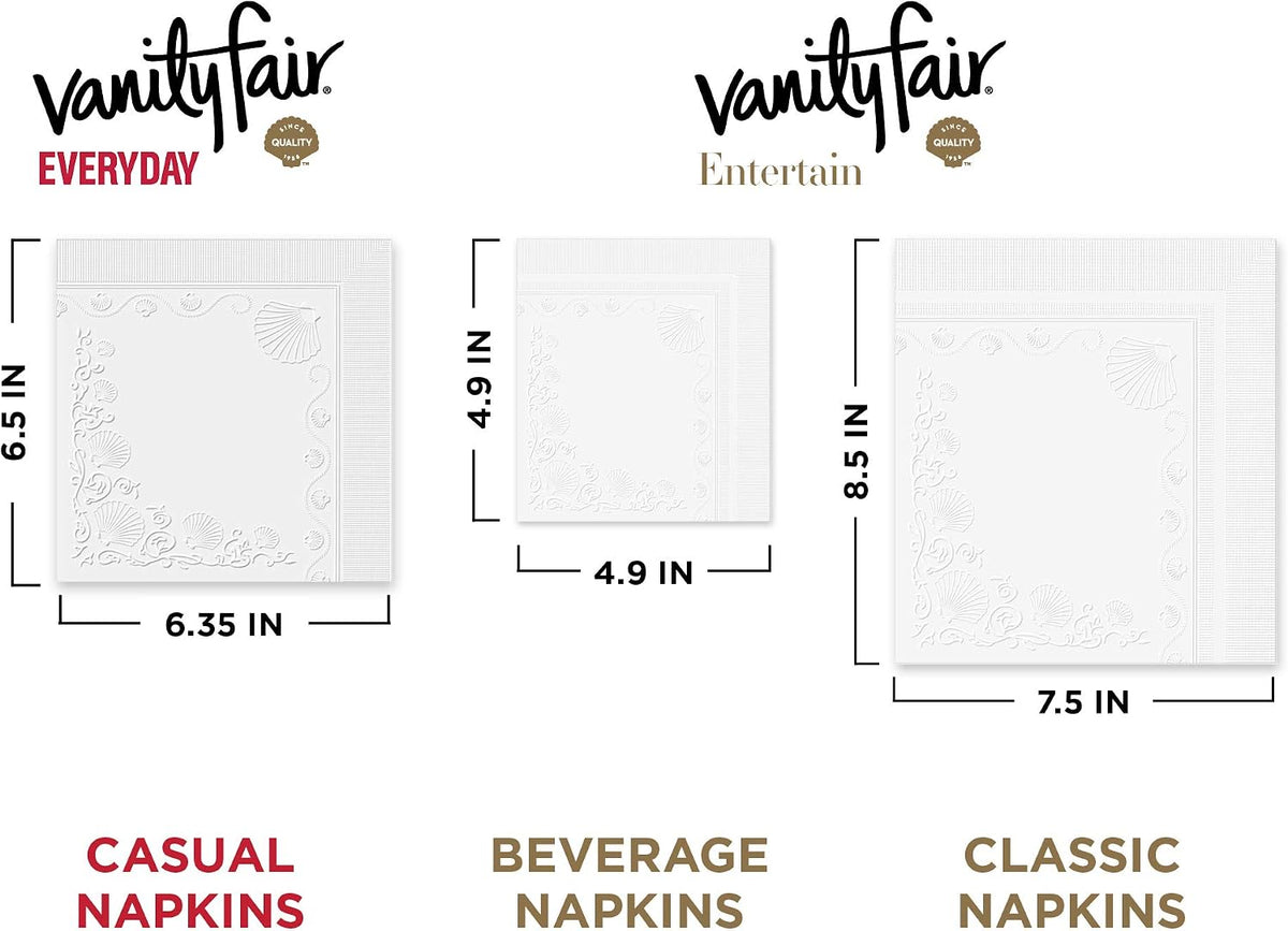 Vanity Fair Entertain Beverage Paper Napkins, 480 Count, Disposable Napkins M...