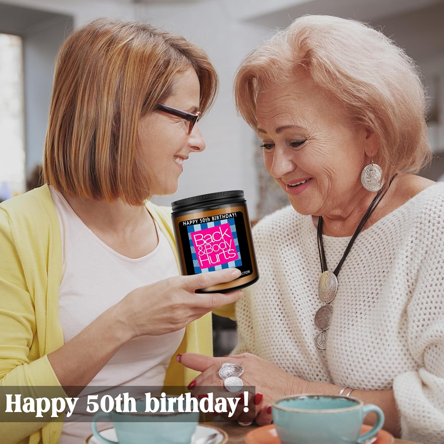 Homsolver 50th Birthday Gift for Her Him, Happy 50th Birthday Candles Gifts for Women Men, Funny 50 Years Old Decorations Ideas- Lavender Scented Candle