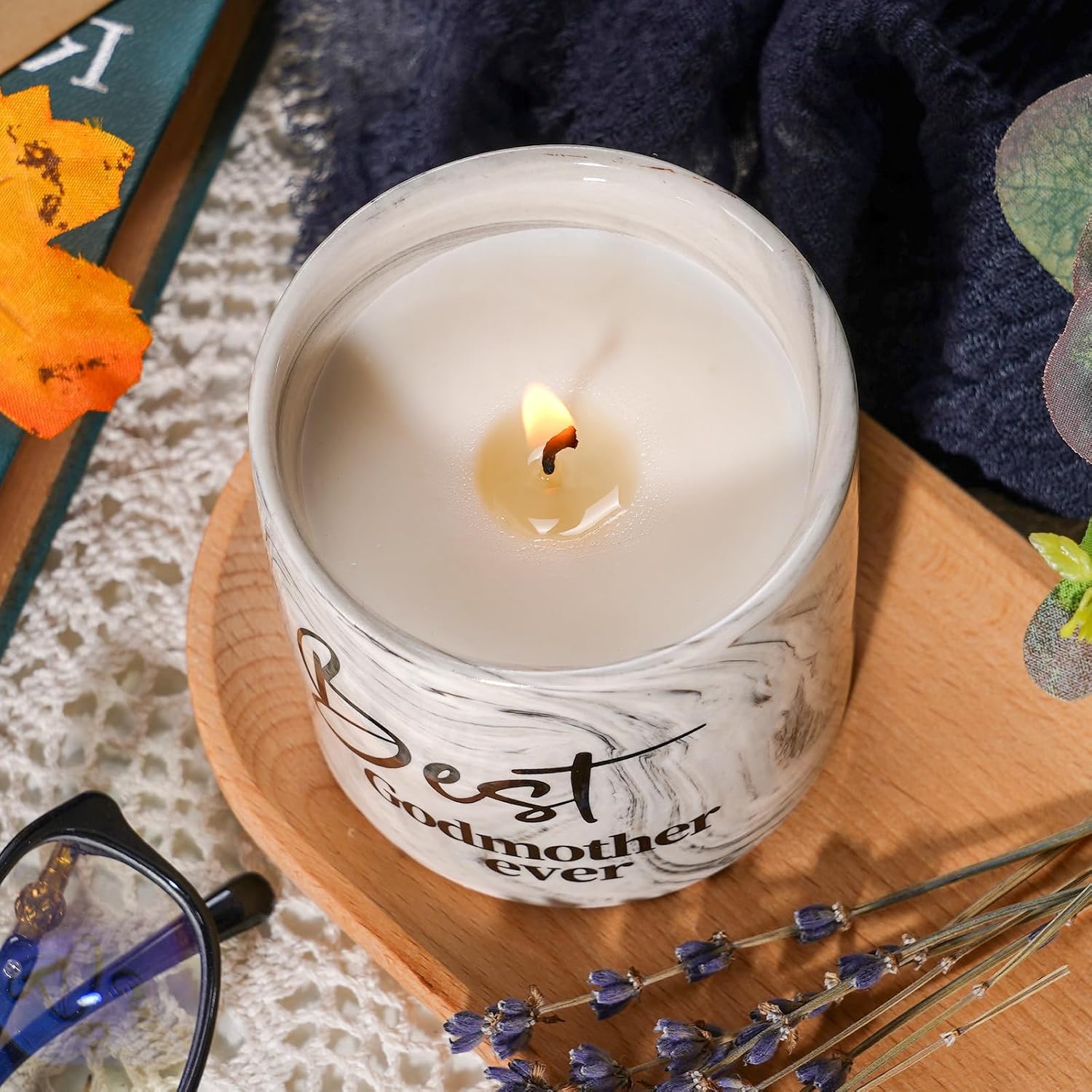Godmother Gift - God Mother Gifts from Godchild, Godmother Proposal Present, God Mother Mothers Day Christmas Gift from Goddaughter, Best Godmother Ever 6 Oz Lavender Scented Candles Decoration