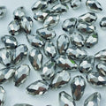 100pcs 8x12mm Teardrop Crystal Glass Beads Vertical Hole Faceted Glass Teardrop Spacer Beads for Bracelets Necklace Earring DIY Jewelry Making Craft(Silver)