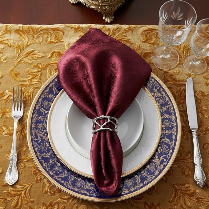 Napkin Rings - Unique Silver Coral Design, Elegant Stainless Steel (Set of 2)