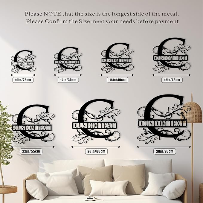 Custom Metal Name Sign, Personalized Family Last Name Signs for Home, Split Letter Monogram Wall Art Decor, Customized Metal Signs for Outdoor, Personalized Wedding Housewarming Gift