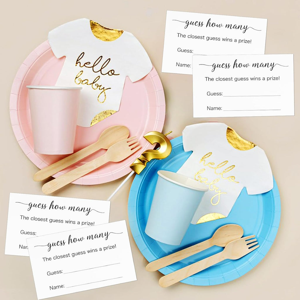 Anwyll Guess How Many Game Cards 50Pcs Guess How Many Baby Shower Games Cards High-End Candies Cookies Guess How Many Game Card for Birthday Party Bridal Shower Wedding Activity(3.5×2.1'')