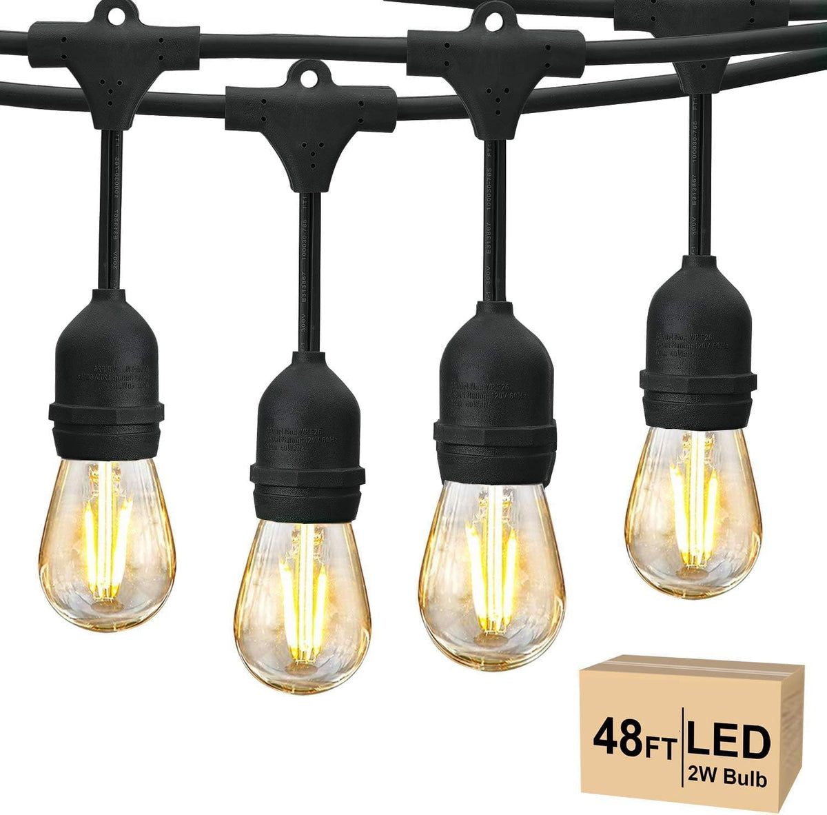 svater 48 ft outdoor string lights 2w commercial, main product view
