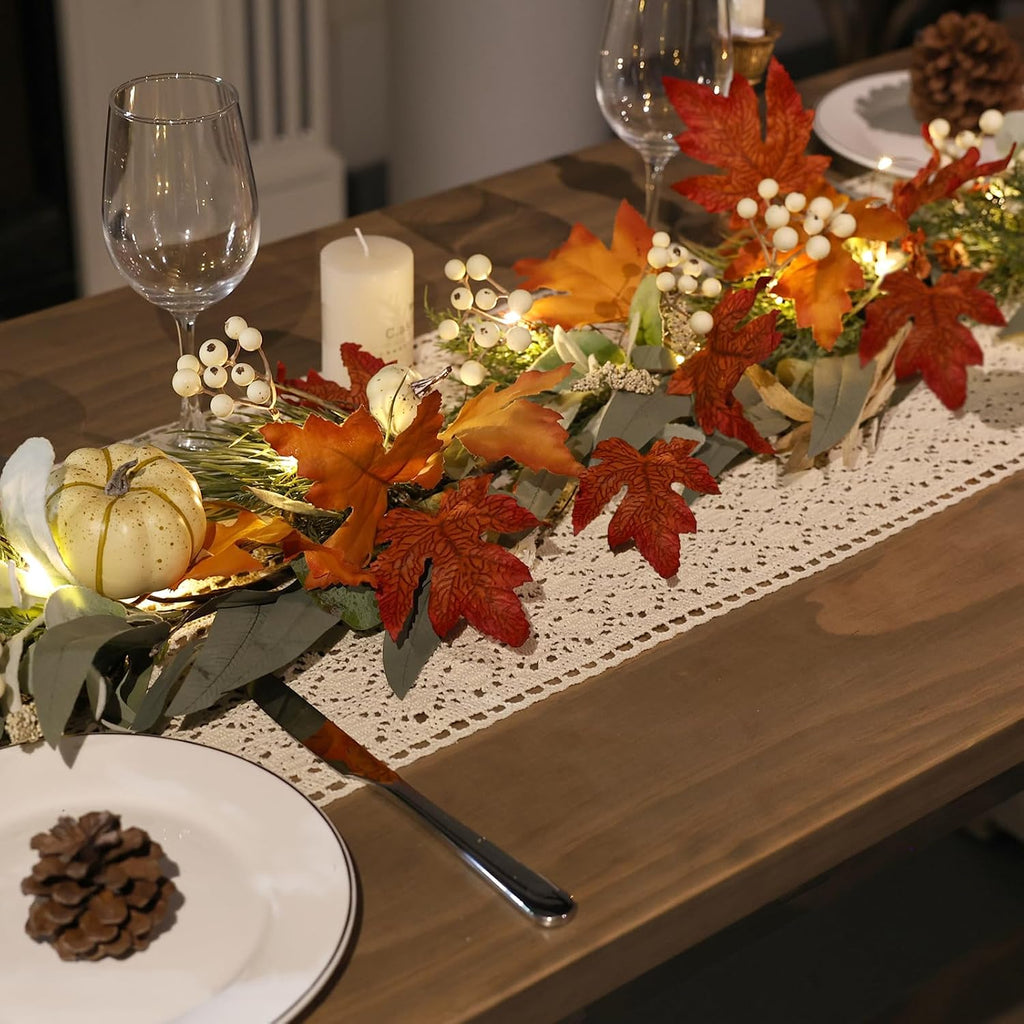 realistic fall garland for mantle 6 ft fall shown in use