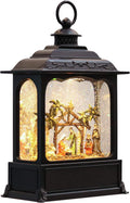 Eldnacele Musical Snow Globe Lantern with Timer, Lighted USB/Battery Operated Swirling Singing Water Glittering Lantern, Snow Globes for Adults and Kids Christmas Decoration- Nativity