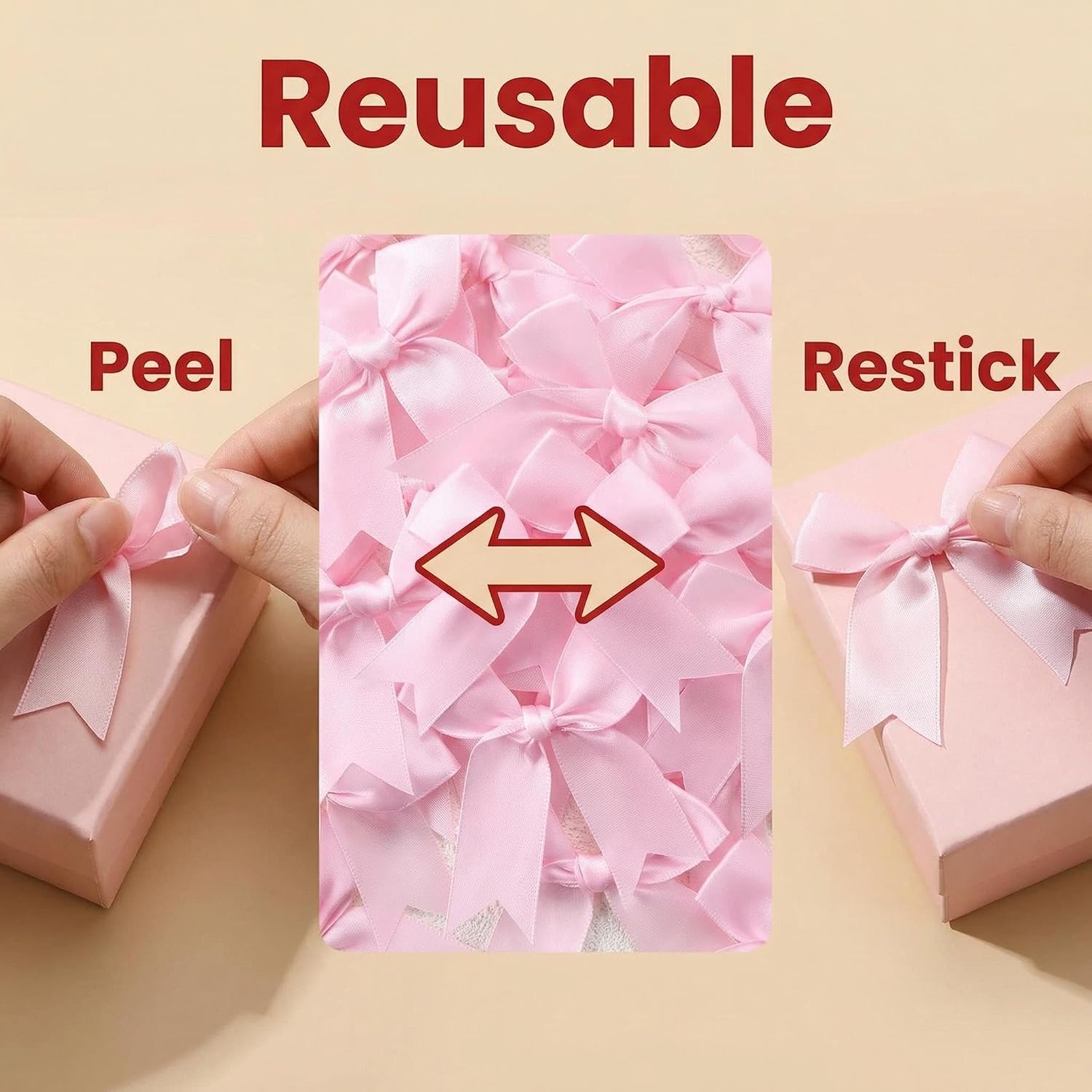 Pink Gift Wrap Bows – 50pcs 3.3 Inch Elegant Satin Bows for Gift Wrapping, Wedding Decor, Baby Shower, Party Decorations, Birthday, Christmas, Anniversary, DIY Crafts, Gift Bags