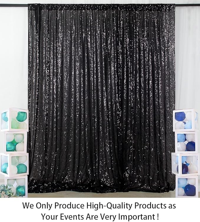 ShinyBeauty Black Sequin Backdrop 10FTx10FT Photo Backdrops for Wedding Sparkle Backdrop for Photograph Glitter Curtains for Baby Shower Party Shimmer Fabric Background