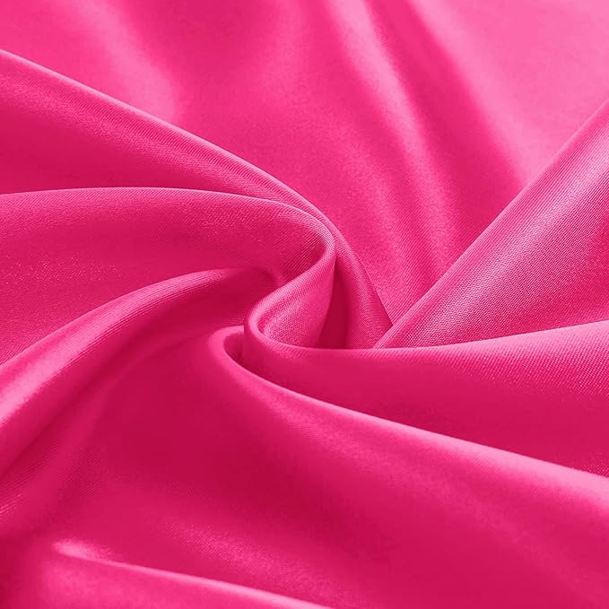 KKJIAF 1 Pack 108 Inch Round Table Cloth, Hot Pink Overlay Round Satin Table Cover, Silky Satin Dining Tablecloths for Wedding Buffet Parties Banquet Decoration