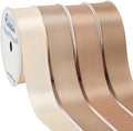 Ribbli Champagne Satin Ribbon 1 Inch x 4 Rolls Total 40 Yards-Ivory Champagne Ribbon for Gift Wrapping Craft Wedding Decoration