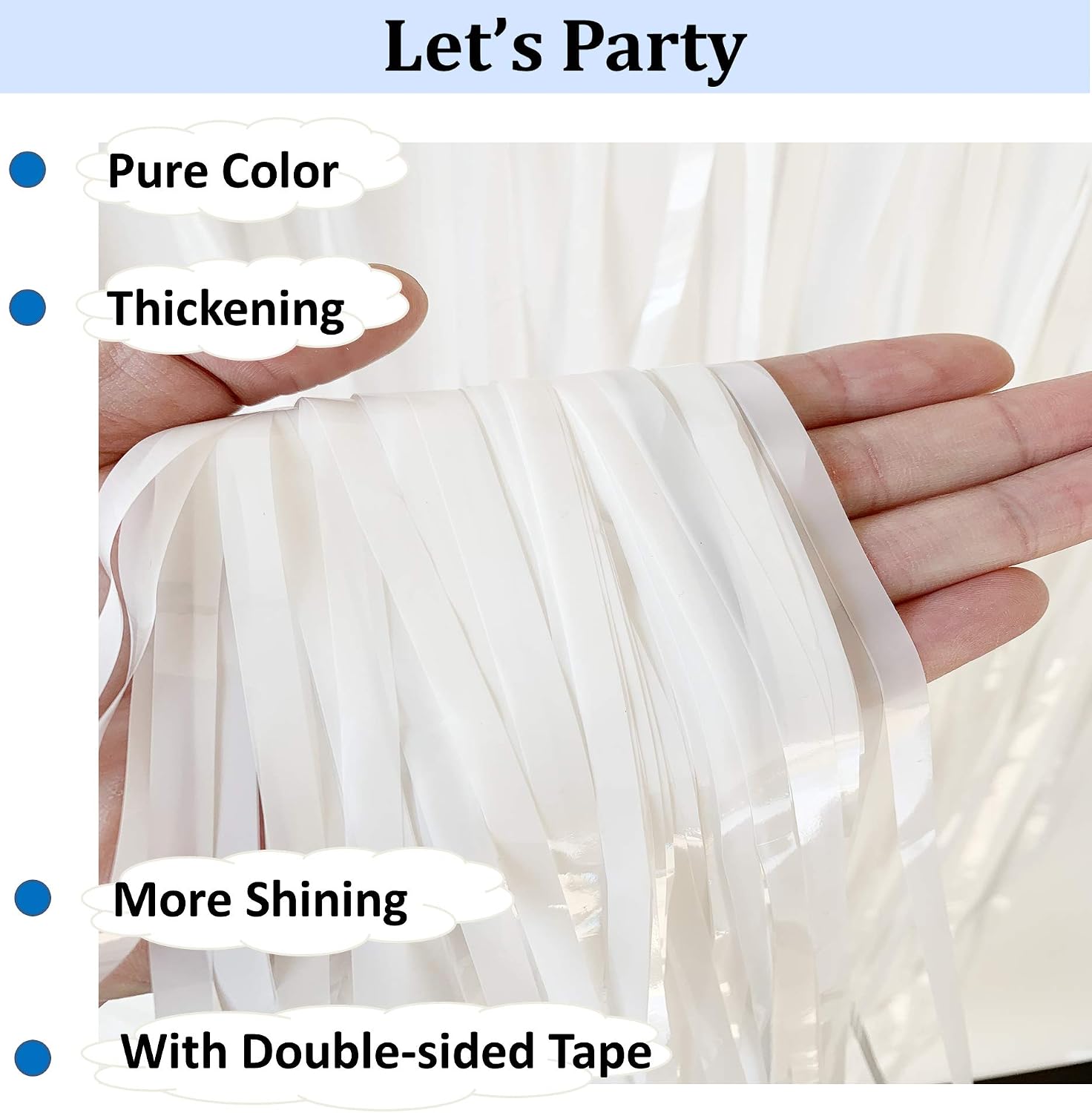 3PC White Foil Fringe Curtains Halloween Decorations, White Tinsel Backdrop Party Streamers Decorations,Foil Curtain Backdrop for Parties,Tinsel Backdrop Curtains for Party Decorations
