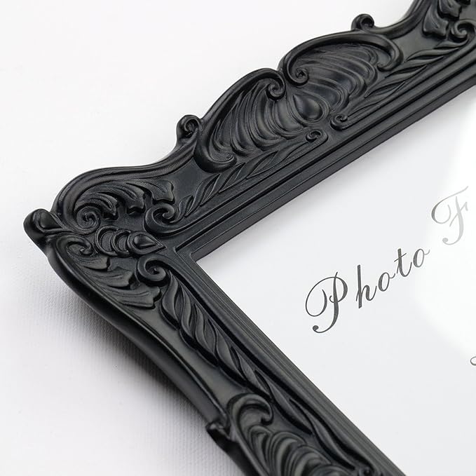 Cuspin Black 8x10 Picture Frame, Vintage Ornate Decorative Hand-Carved Resin Photo Frame with Detailed Design for Tabletop Display or Wall Hanging, Black Home Decor