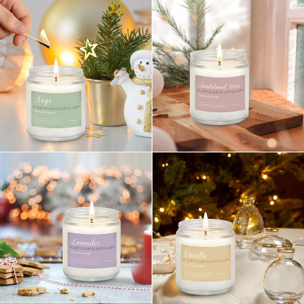 Scented Candles Gift Set, Long Lasting 6 Pack Aromatherapy Candles for Home, 42 oz 300 Hour Burn, Lavender Jasmine Vanilla Sage Sandalwood Rose Eucalyptus Mint, Gifts for Women
