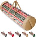 BALEINE Christmas Wrapping Paper Organizer Storage, 41" Gift Wrapping Paper Storage Containers, Clear PVC with Durable 600D Oxford Fabric Gift Wrap Paper Holder Fits 18-25 Rolls, Golden