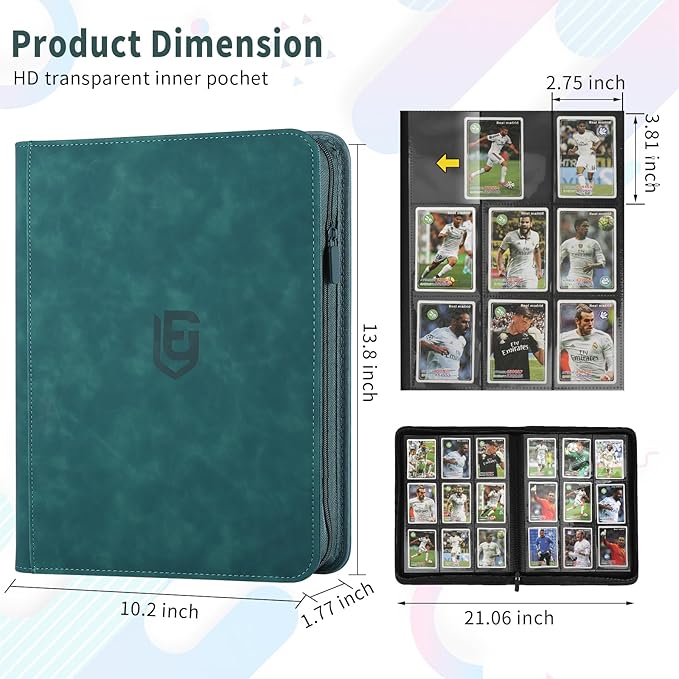 9 Pocket Card Binder,540 Pocket Trading Card Binders,Loading Pocket Collectible Card Album for MTG, TCG, Sport Card, Game Cards Dark Green