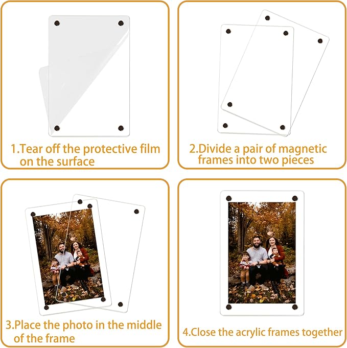 5 Pack-Polaroid Magnets for Refrigerator Acrylic Fridge Magnetic Frame 2.36 x 3.54 Inch Clear Picture Frames for-Polaroids-Fujifilm-instax Mini Film(5pcs Clear, 2.36x3.54 inch)