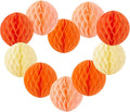 Pink and Orange Honeycomb Hanging Paper Balls, Fall Party Decoration, Groovy Birthday Party Decor for Graduation Autumn Halloween Wedding Baby Shower Birthday, Set of 16