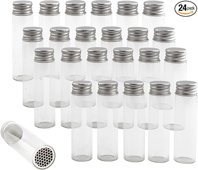 Darware Party Favor Matches Jars (24-Pack): Empty Glass Vials with Strike Stickers for Wedding Favors and DIY Gifts