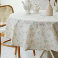 YiHomer Pastoral Round Tablecloth - 60 Inch Dia. - Beige Linen Table Cloth - Washable Table Cover with Dust-Proof Wrinkle Resistant for Restaurant, Picnic, Bistro, Indoor and Outdoor Dining, Gardenia