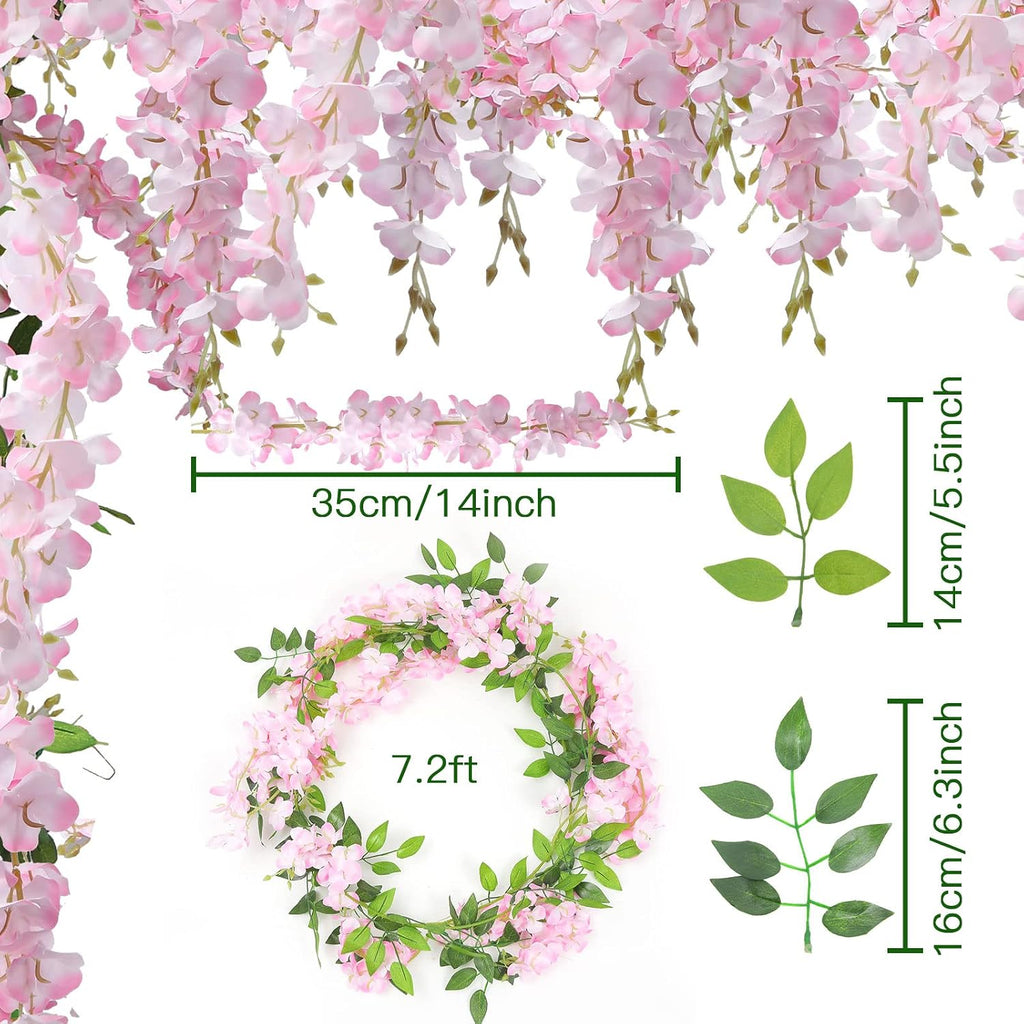 u'artlines 10pcs 7.2 ft/piece artificial wisteria garland pink, close-up detail