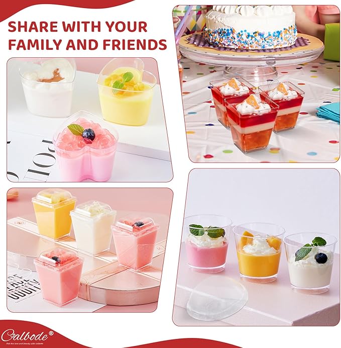 360 Pack 5oz 6oz Dessert Cups with Lids and Spoons, 3 Styles Clear Plastic Appetizer Cups for Halloween Party Disposable Mini Parfait Cups for Serving Fruit Trifle Mousse Ice Cream and Pudding