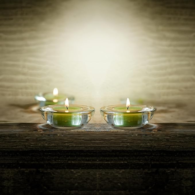 WGV Sturdy Tea Light Votive Candle Holder 3" W, Clear Heavy Thick Chubby Plate Bowl Glass, Small Accent Decor, 24 Pieces