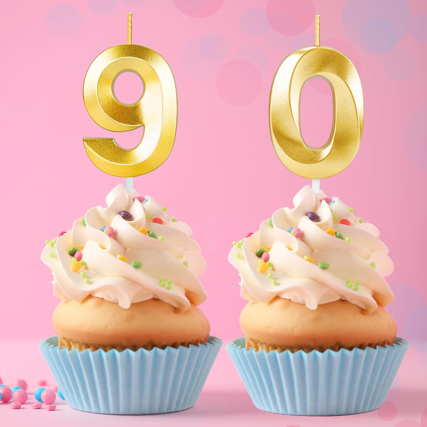 90th Birthday Candles for Cake,Gold Number Candles for Happy Birthday Cake Toppers,90 Birthday Decorations for Women Men Party Anniversary Wedding