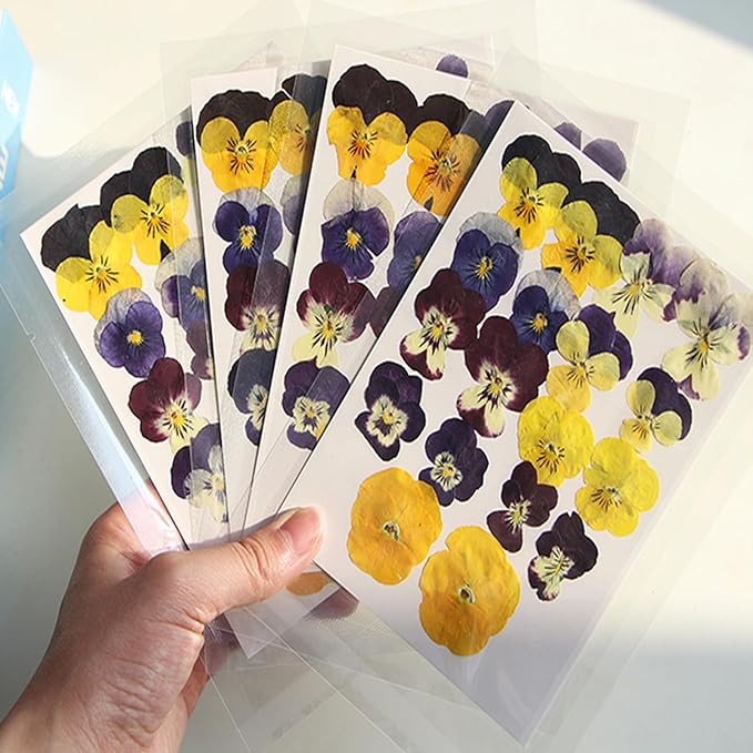 54 Pcs Dried Pressed Flowers for Resin DIY Art Crafts Natural Dry Floral Epoxy Jewelry Real Flower Decor Cakes Phone Cases Candles Handmade Soap Purple Pansy