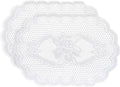 2PCS Oval Lace Placemats for Dining Table, White Lace Placemats Doilies, Embroidered Table Mats Farmhouse Cup Mat Vase Mat, 12x17 Inch