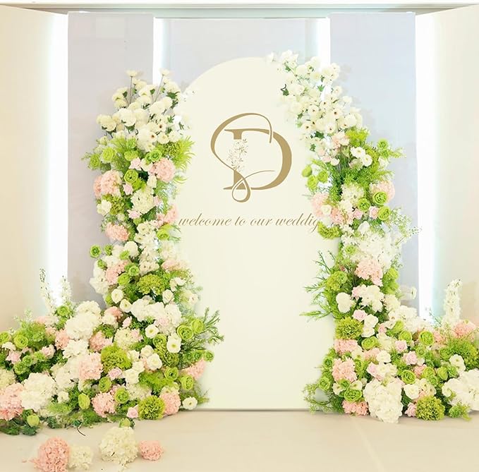 LEBENGURU Upgraded 7.2FT Wedding Arch Cover, Beige Spandex Fitted Arch Backdrop Cover, Round Top Chiara Stand Covers for Birthday Party Baby Shower Banquet Balloon Décor