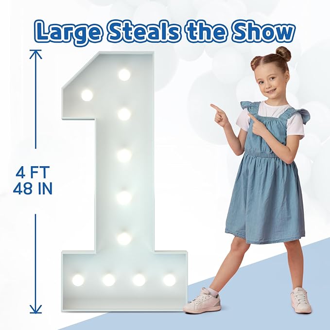 Marquee Numbers 4 Feet Tall Big Light Up Numbers Happy 18th Birthday Decorations Girl Boy White Anniversary Party Decor Large Cardboard Prop Backdrop Sign 18