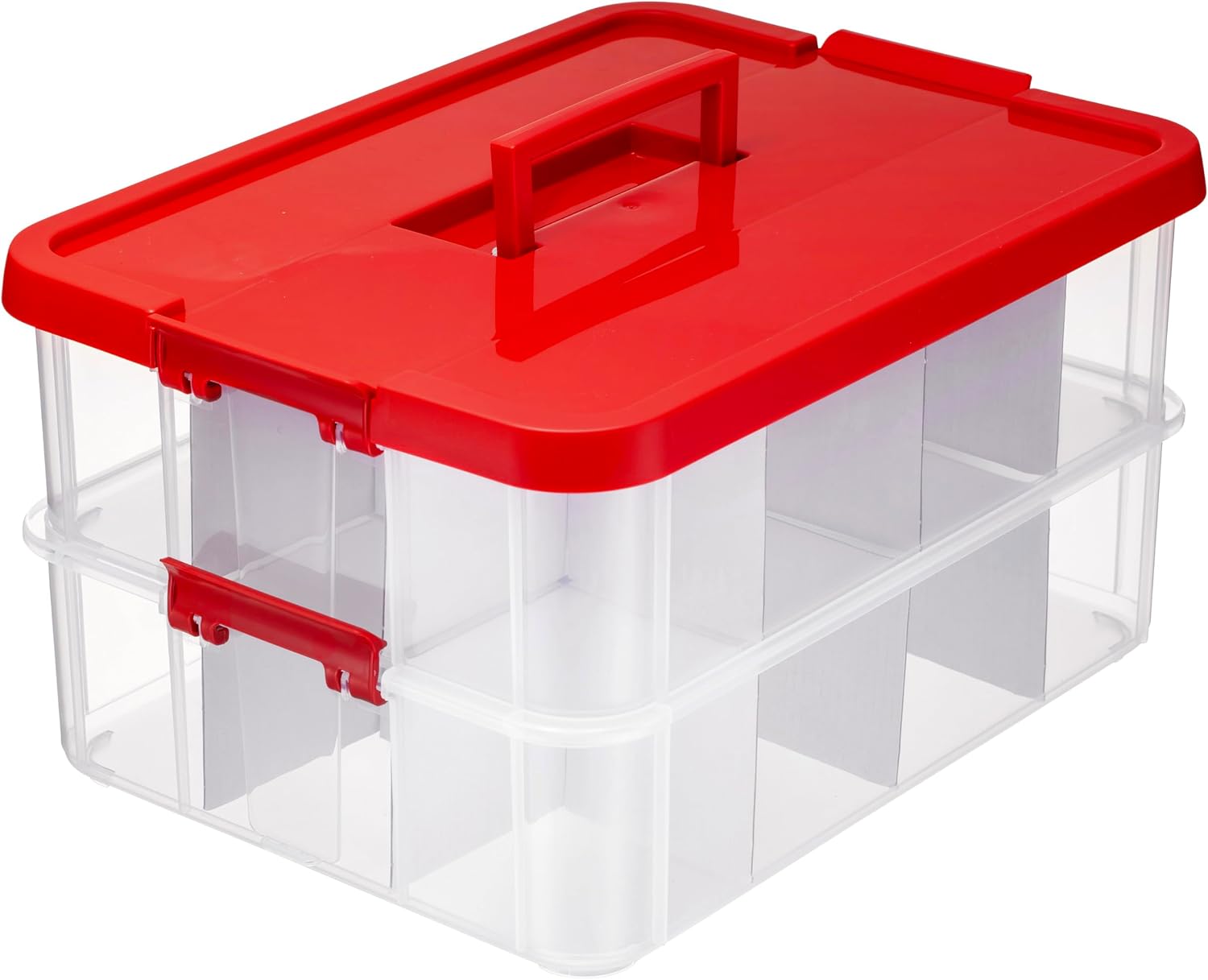 Tribello 2-Layer Christmas Ornament Storage Box Plastic - 24 Compartment Cchristmas Decoration Storage Box