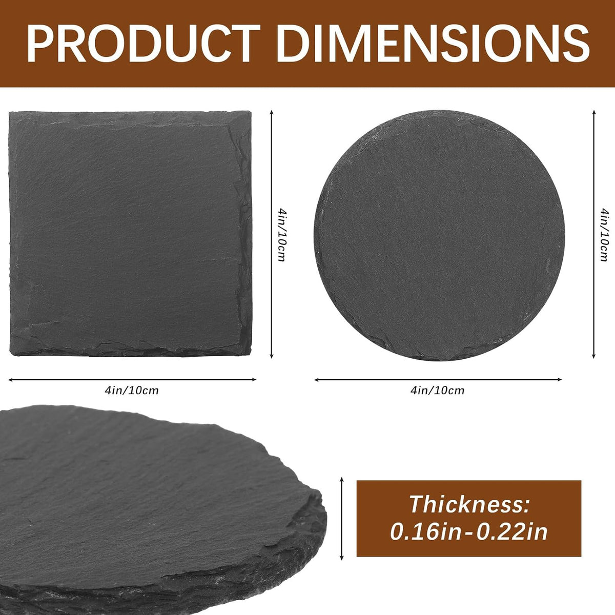 72pcs Slate Coasters Black 4 Inch Bulk Blank Rock Coasters Blank Laser Engrav...